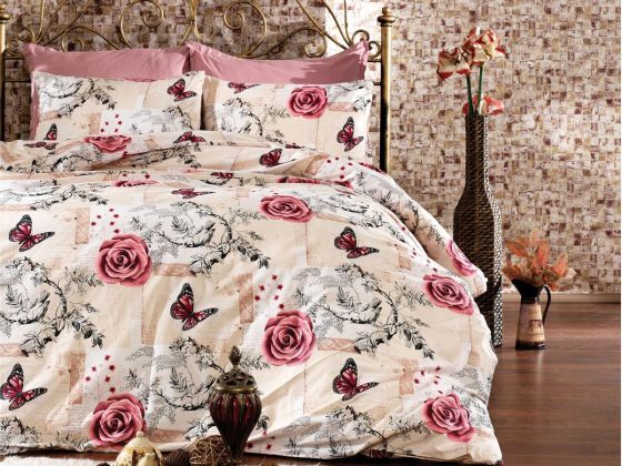 Butterflies Double Duvet Cover Set Brown