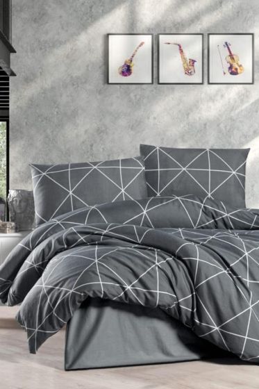 Kiki Bedding Set 4 Pcs, Duvet Cover, Bed Sheet, Pillowcase, Double Size, Self Patterned, Wedding, Daily use