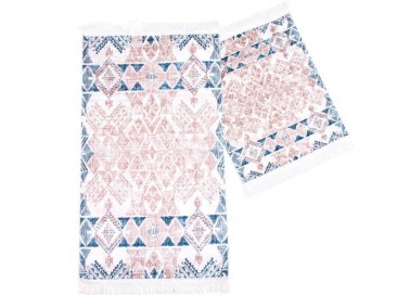 Dowry World - Kilim Pattern Rectangle Bath Mat Set 2 Pcs Cream Dowry World - Kilim Pattern Rectangle Bath Mat Set 2 Pcs Cream