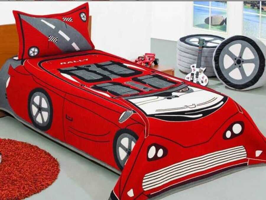 Red Trolley Single Bedspread
