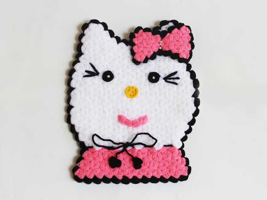 Kitty Handcrafted Bath Wash Cloth Pink