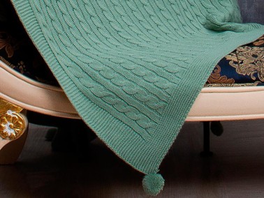 Knitwear Knitted Pattern Tomi Tv Blanket Green - Thumbnail