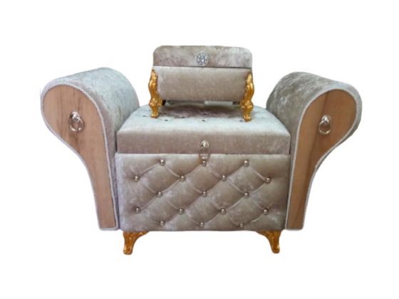 Armchair Quilted Diamond 2 Pcs Dowery Chest Cappucino