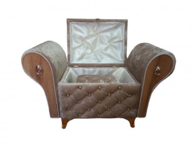 Armchair Quilted Diamond 2 Pcs Dowery Chest Cappucino - Thumbnail