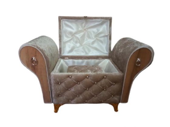 Armchair Quilted Diamond 2 Pcs Dowery Chest Cappucino