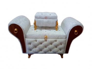 Armchair Quilted Diamond 2 Liter Dowry Chest Cream - Thumbnail
