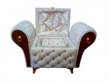 Armchair Quilted Diamond 2 Liter Dowry Chest Cream - Thumbnail