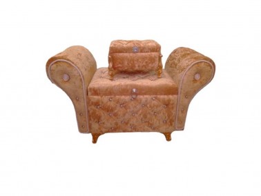 Armchair Quilted Pearly 2 Pcs Dowery Chest Cappucino - Thumbnail