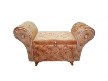 Armchair Quilted Pearly 2 Pcs Dowery Chest Cappucino - Thumbnail