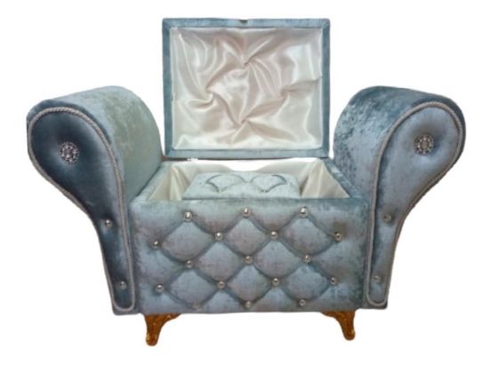 Armchair Quilted Pearly 2 Pcs Dowery Chest Gray