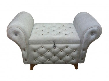 Armchair Quilted Pearly 2 Pcs Dowery Chest Cream - Thumbnail