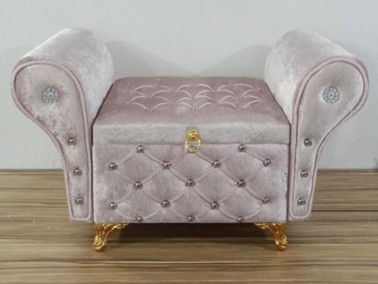Armchair Quilted Pearly 2 Pcs Dowery Chest Powder - Thumbnail