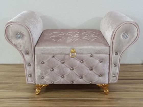 Armchair Quilted Pearly 2 Pcs Dowery Chest Powder