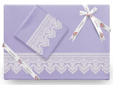 Dowry World - Kristal طقم غطاء لحاف مطرز بالتطريز الفرنسي لون بنفسجي فاتح (ليلا Dowry World - Kristal طقم غطاء لحاف مطرز بالتطريز الفرنسي لون بنفسجي فاتح (ليلا