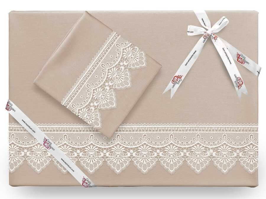 Dowry World - Kristal French Guipure Duvet Cover Set Cappucino Dowry World - Kristal French Guipure Duvet Cover Set Cappucino