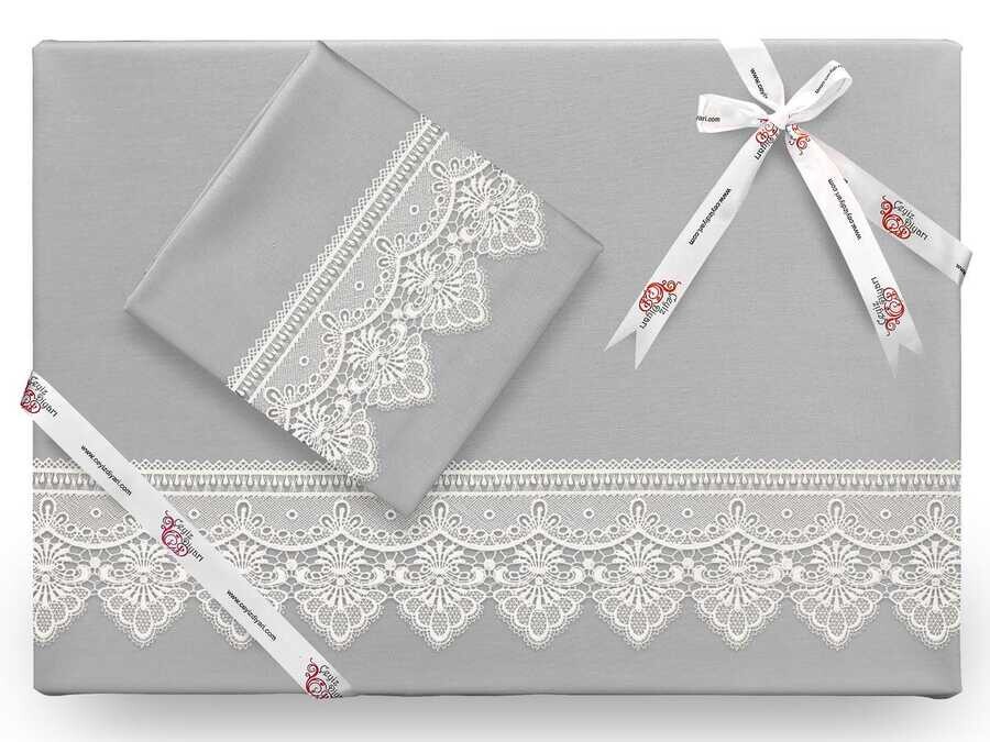 Dowry World - Kristal French Guipure Duvet Cover Set Grey Dowry World - Kristal French Guipure Duvet Cover Set Grey