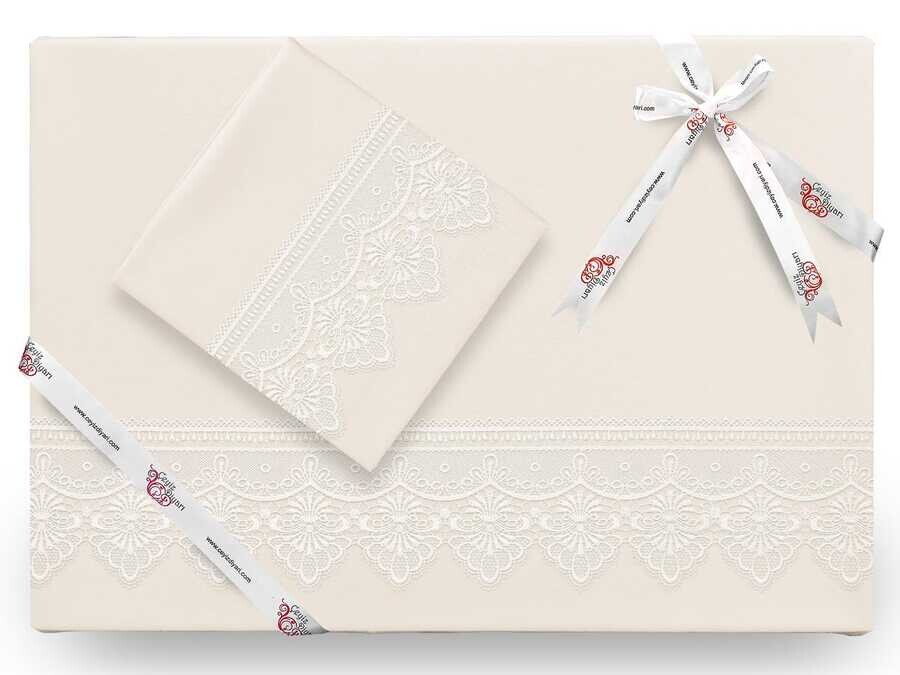 Dowry World - Kristal French Guipure Duvet Cover Set Cream