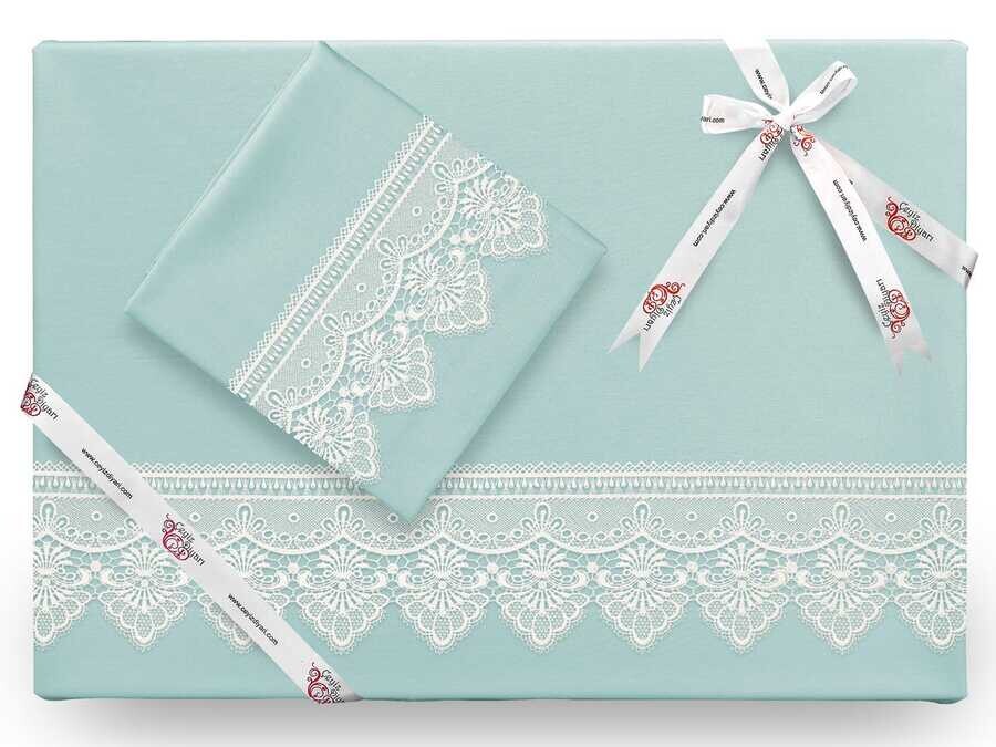 Dowry World - Kristal French Guipure Duvet Cover Set Spring-Green