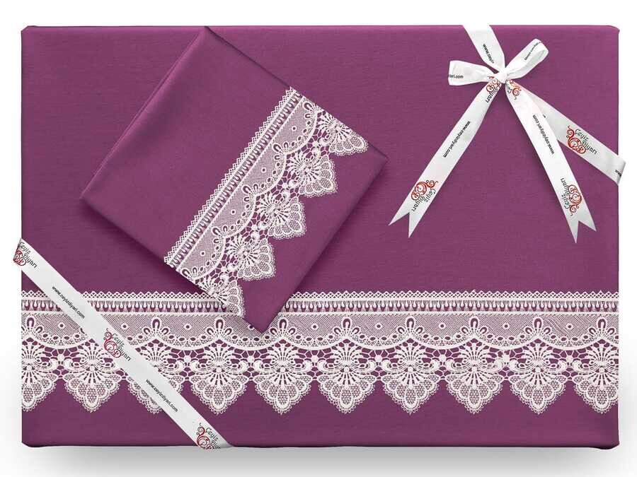 Dowry World - Kristal French Guipure Duvet Cover Set Plum Dowry World - Kristal French Guipure Duvet Cover Set Plum