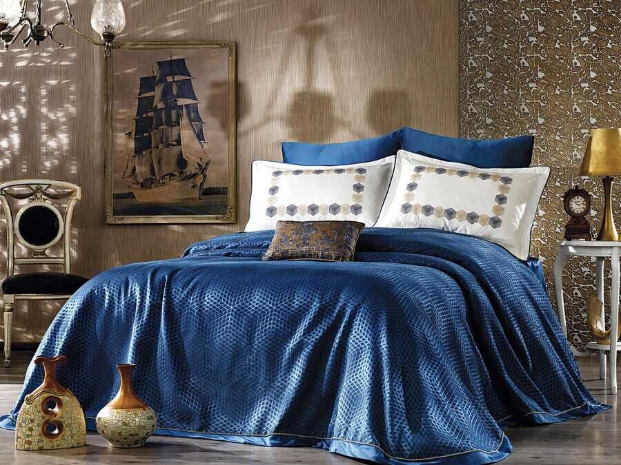 
Kumsal Double Pique Set Indigo Blue