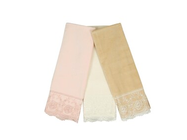 Dowry World - Kure French Lace Towel Set of 3 Dowry World - Kure French Lace Towel Set of 3