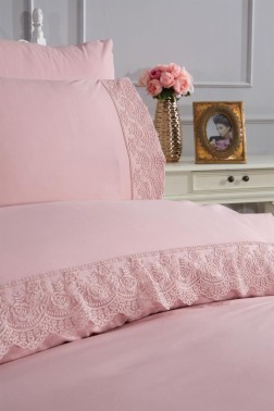 Kuris King Size Duvet Cover Set 6 pcs, Duvet Cover 200x220, Sheet 240x260, Double Size, Pink - Thumbnail