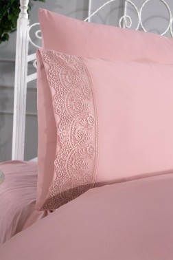 Kuris King Size Duvet Cover Set 6 pcs, Duvet Cover 200x220, Sheet 240x260, Double Size, Pink - Thumbnail