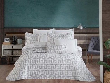 Hobby - Ladik Double Bedspread Set with Duvet Cover Gray Hobby - Ladik Double Bedspread Set with Duvet Cover Gray