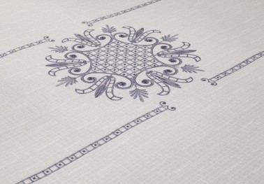  Tulip Printed Rectangular Tablecloth Silver 160x300 Cm - Thumbnail
