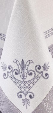  Tulip Printed Rectangular Tablecloth Silver - Thumbnail