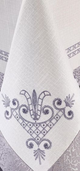 Tulip Printed Rectangular Tablecloth Silver
