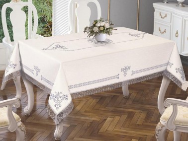 Lale Printed Es Guipureed Table Cloth - Thumbnail