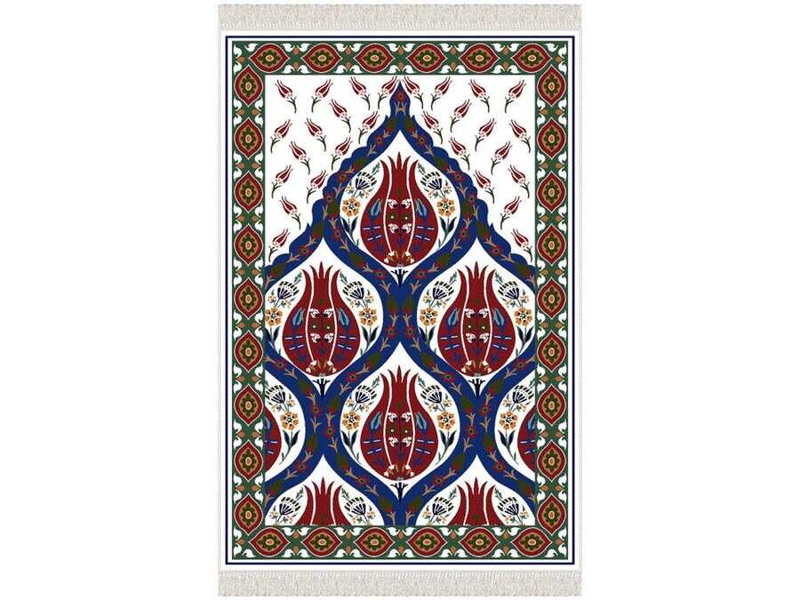 Tulip Velvet Prayer Rug Burgundy