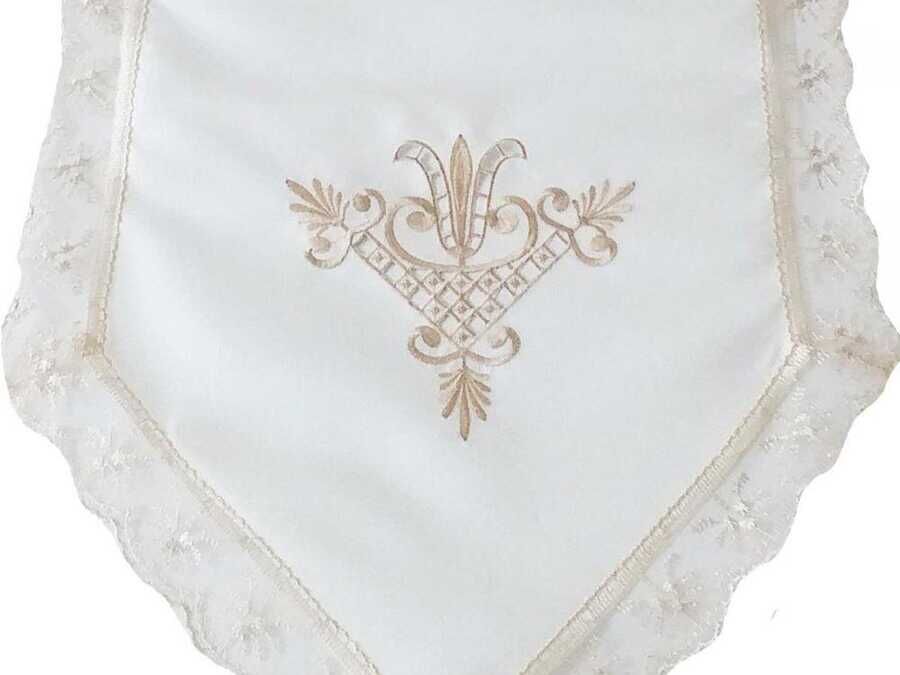 
Tulip Embroidered Lacy Rectangular Tablecloth Set 26 Piece Cream Cappucino