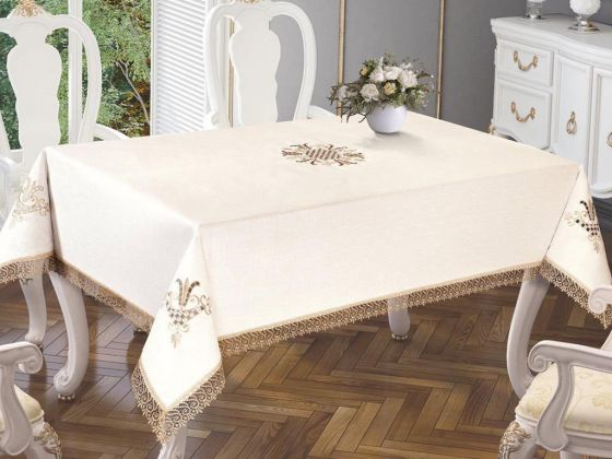 Lale Embroidered Es Guipureed Table Cloth