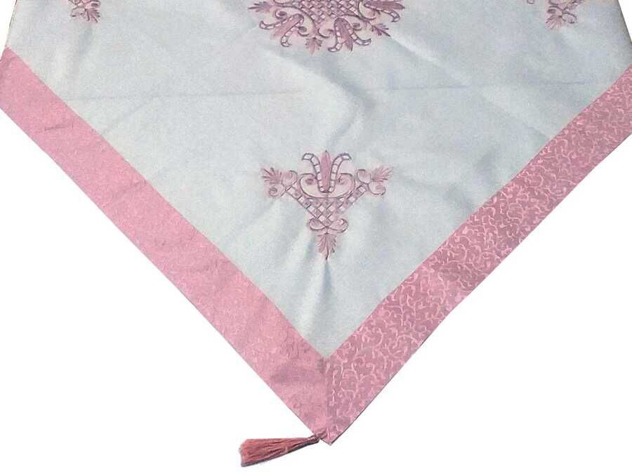  Lale Embroidered Laced Tablecloth Cream Powder
