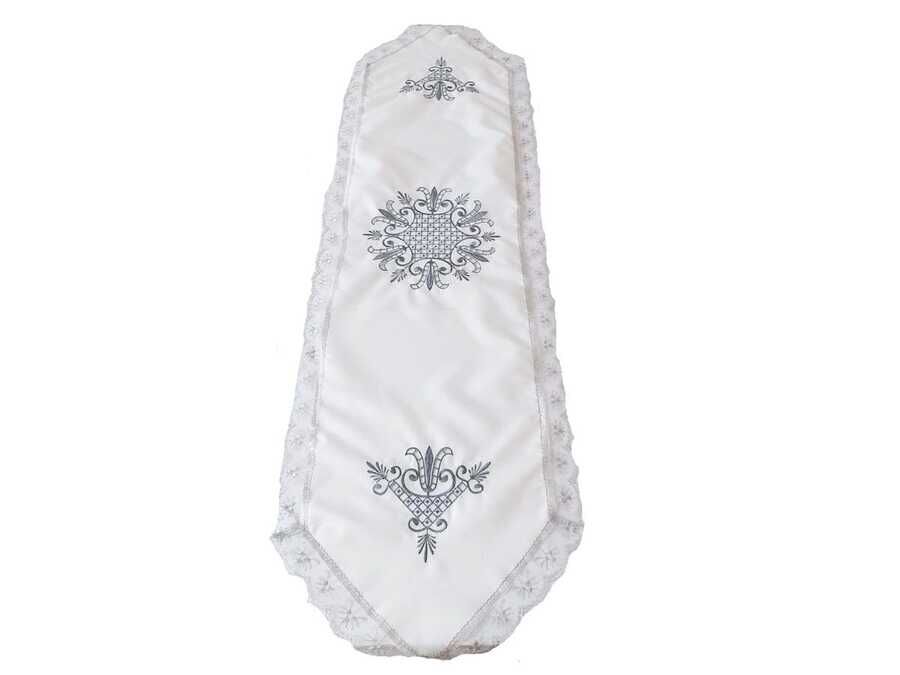  Lale Embroidered Laced Runner Cream Gray