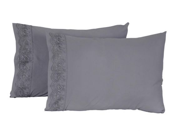 Lalezar 2 pcs Pillowcase Gray