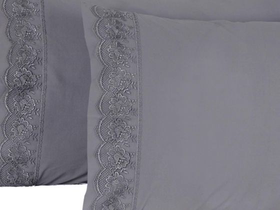 Lalezar 2 pcs Pillowcase Gray