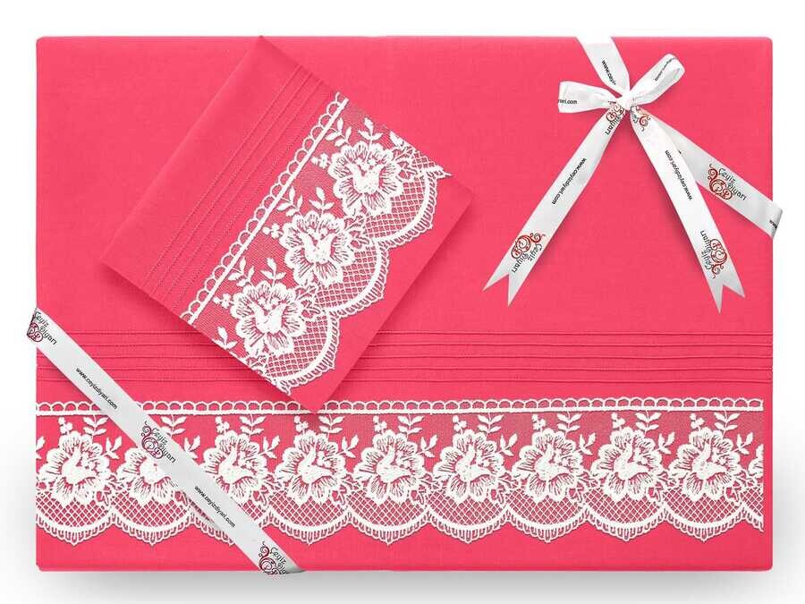 Dowry World - Lelazar Lux French Laced Duvet Cover Set Crimson Dowry World - Lelazar Lux French Laced Duvet Cover Set Crimson