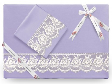 Dowry World - Lalezar Plain French Laced Duvet Cover Set Lila Dowry World - Lalezar Plain French Laced Duvet Cover Set Lila