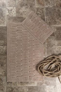 Çeyiz Diyarı - Lara Bath Mat Set 2 pcs, 60 x 100, 50 x 60, %100 Cotton Fabric Cappucino Çeyiz Diyarı - Lara Bath Mat Set 2 pcs, 60 x 100, 50 x 60, %100 Cotton Fabric Cappucino