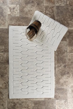 Çeyiz Diyarı - Lara Bath Mat Set 2 pcs, 60 x 100, 50 x 60, %100 Cotton Fabric Cream Çeyiz Diyarı - Lara Bath Mat Set 2 pcs, 60 x 100, 50 x 60, %100 Cotton Fabric Cream