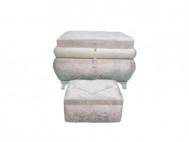 Dowry World - Lara Lüks Taşlı Püsküllü 2'li Çeyiz Sandığı Pudra Dowry World - Lara Lüks Taşlı Püsküllü 2'li Çeyiz Sandığı Pudra