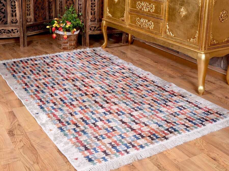 Latex Non-Slip Base Digital Print Velvet Carpet Bordum 100x200 cm - Thumbnail