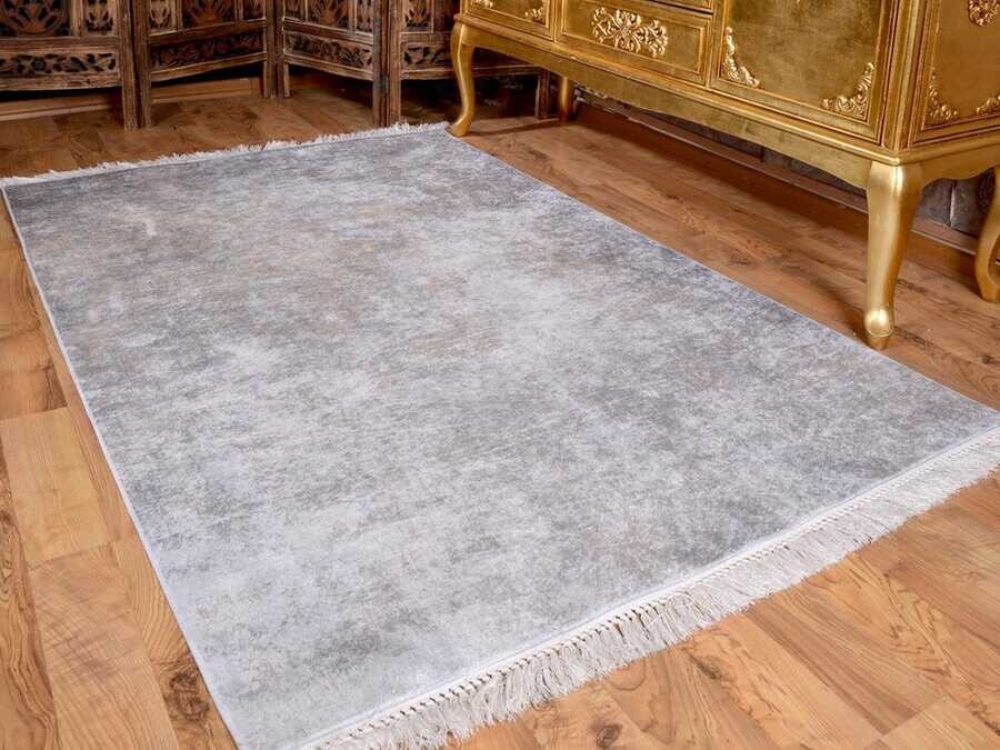 Latex Non-Slip Base Digital Print Velvet Carpet Duru Gray 100x200 cm - Thumbnail