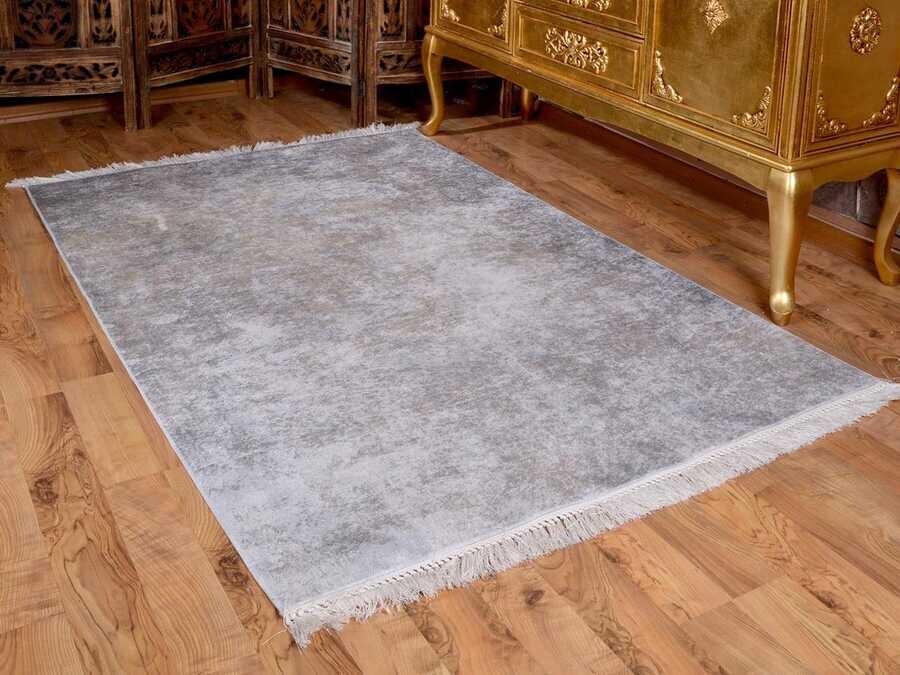 Latex Non-Slip Base Digital Print Velvet Carpet Duru Gray 100x200 cm - Thumbnail