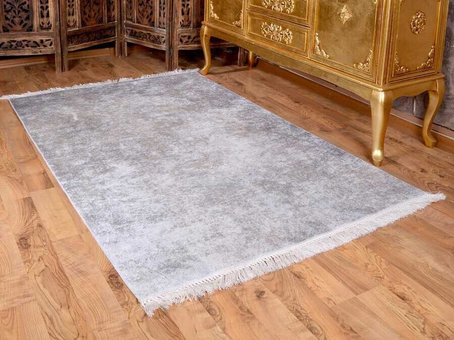 Latex Non-Slip Base Digital Print Velvet Carpet Duru Gray 100x300 cm - Thumbnail