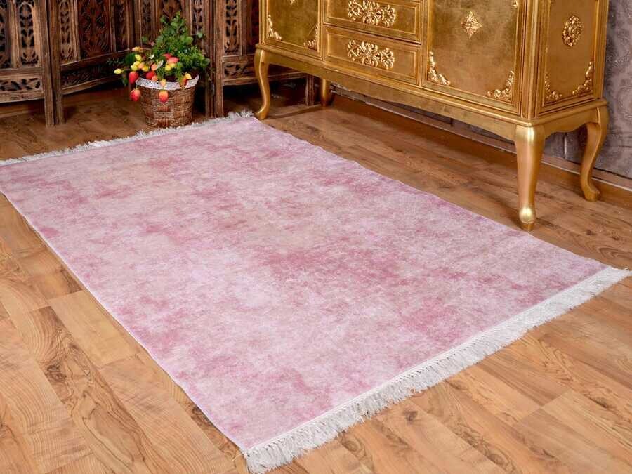 Latex Non-Slip Base Digital Print Velvet Carpet Duru Powder 100x200 cm - Thumbnail