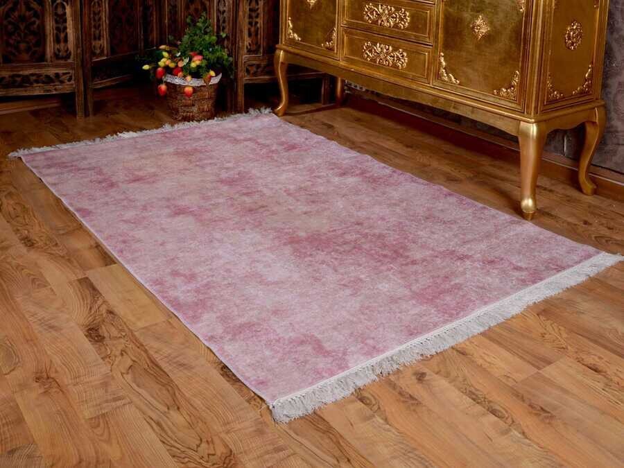 Latex Non-Slip Base Digital Print Velvet Carpet Duru Powder 100x200 cm - Thumbnail